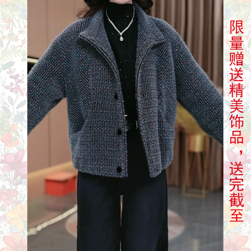 高级贵妃绒女常规秋季长袖时尚修身型短外套休闲春秋加厚秋装女装