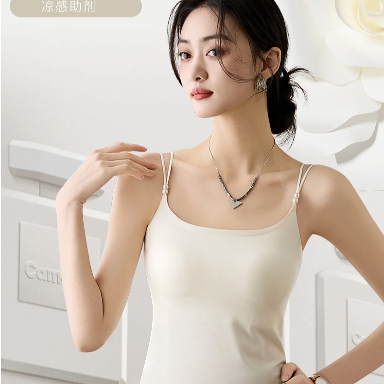 （草b同款）经典吊带珍珠长款