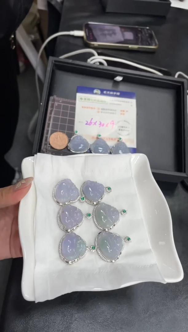 【闪购商品】翡翠挂件银S925镶嵌佛公FL6配绳/多样性发其一CP