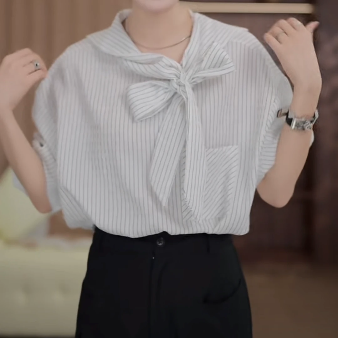 轻奢气质条纹长袖衬衫宽松显瘦上衣女2025新款春季时尚洋气衬衣