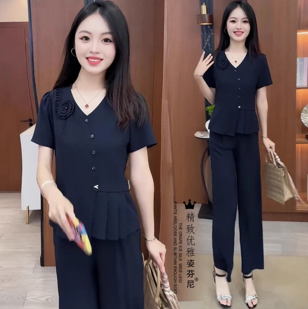 【赠运费险】显瘦气质洋气时尚休闲夏季减龄短袖套装小个子高腰