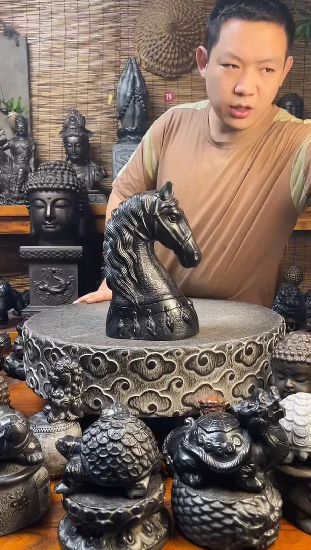 石材30马头天然青石雕刻