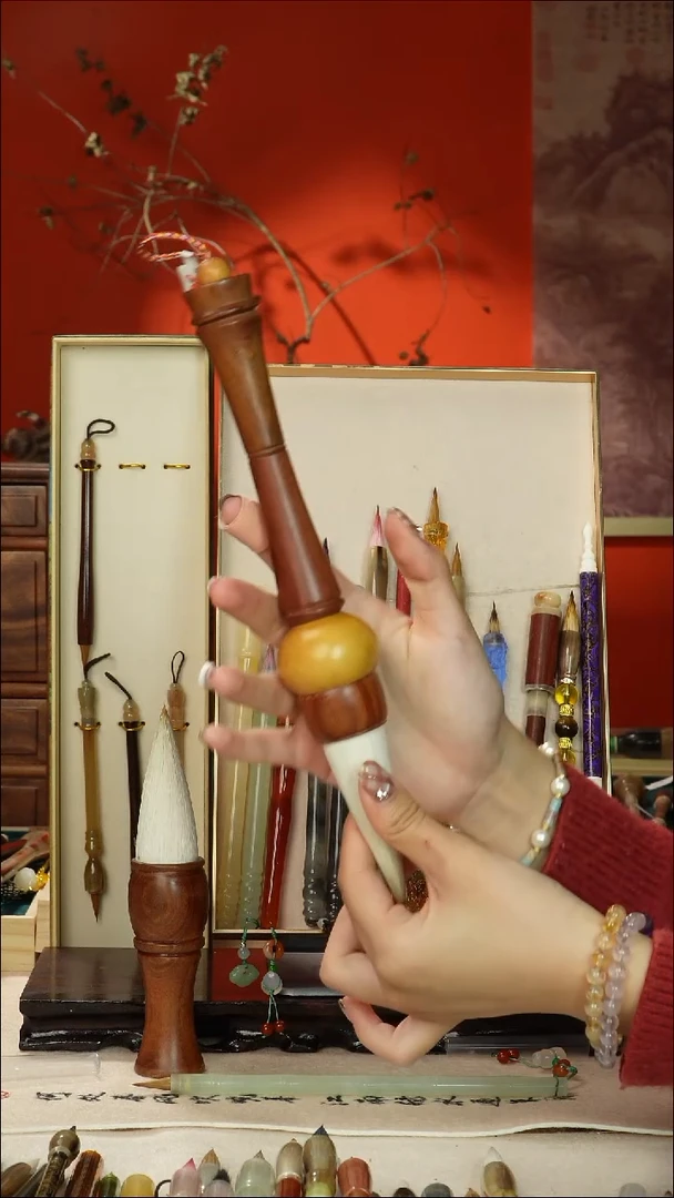 330号闪孤品高货毛笔链接 清水试笔 蘸墨不退