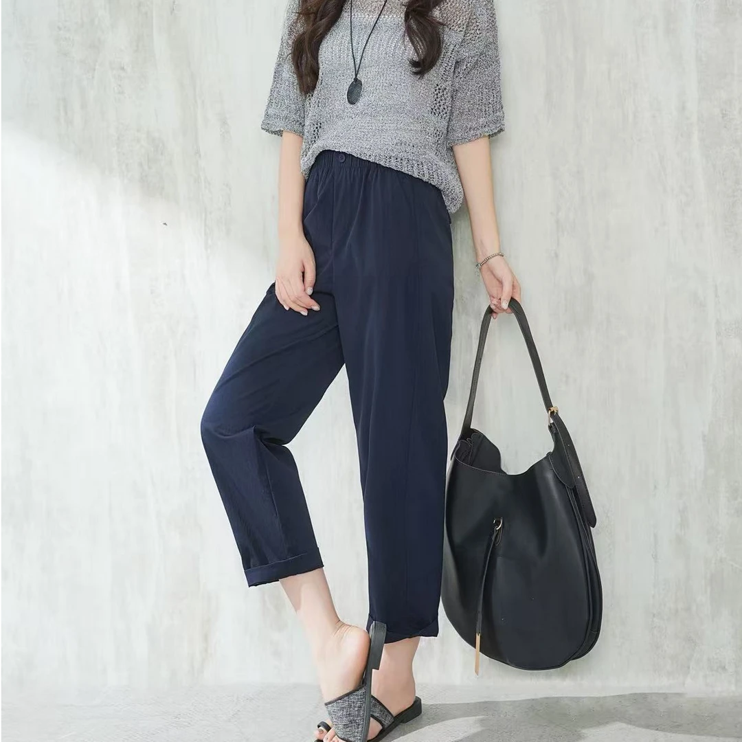 青青家  夏季新款薄料休闲气质舒适慢跑裤-58222