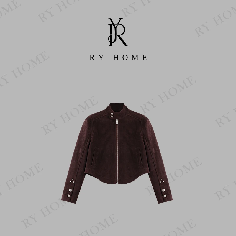 【容雨RYHOME】“磬音”100%绵羊皮＋复古立领设计感皮绒外套243W1837