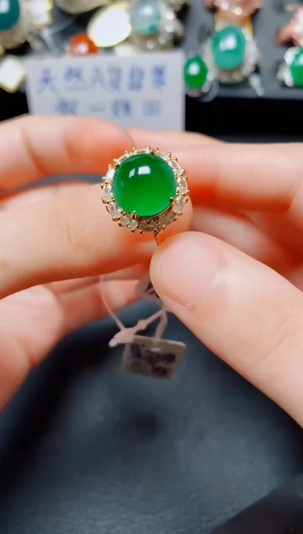翡翠戒指银S925镶嵌翡翠