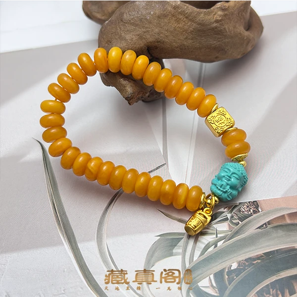 【藏真阁】H1741天然蜜蜡精品老型算盘珠DIY手串