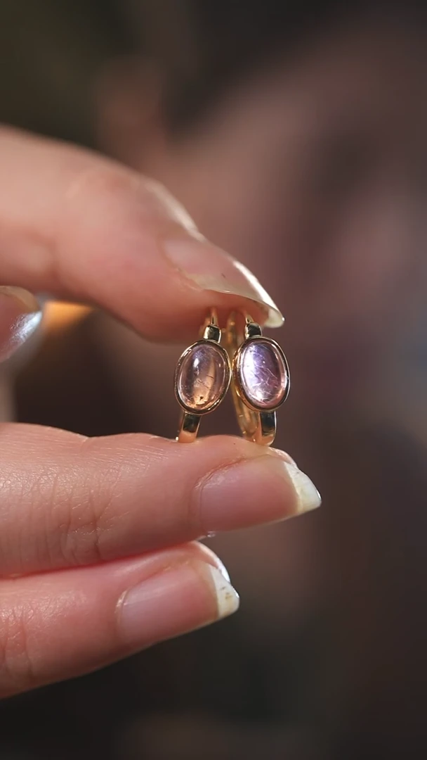 银S925镶嵌耳环碧玺925银镶嵌翡翠耳环