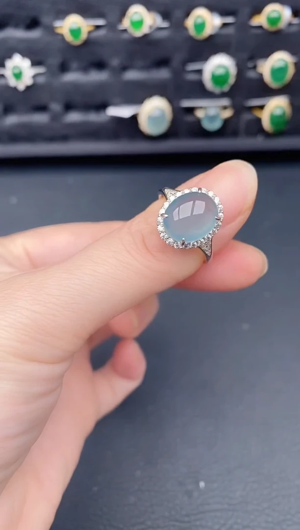 银S925镶嵌戒指翡翠天然a货翡翠179