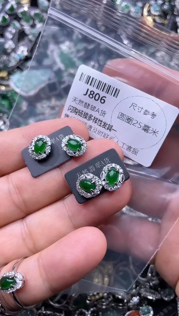 【闪购商品】翡翠颈饰未镶嵌J806耳钉 多样性发其一