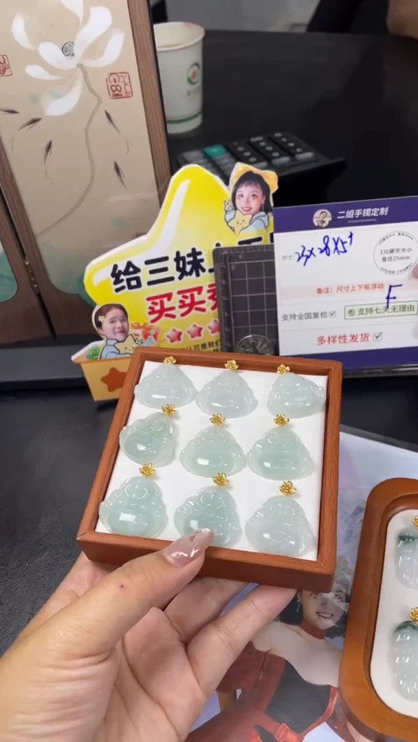 银S925镶嵌挂件翡翠佛公多样性发其一CP11配绳