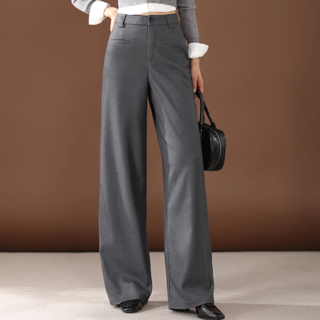 正品2025春夏新款女爆款休闲阔腿裤垂感时尚高腰韩版西装裤拖地裤
