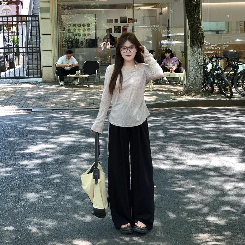 盈盈&南岛风大码女装设计感小衫上衣胖mm遮肉显瘦针织衫ZYY1683