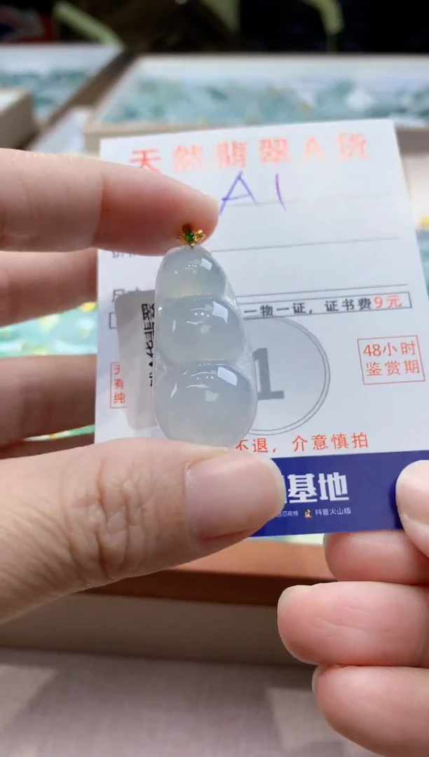颈饰18K金镶嵌翡翠天然缅甸a货翡翠