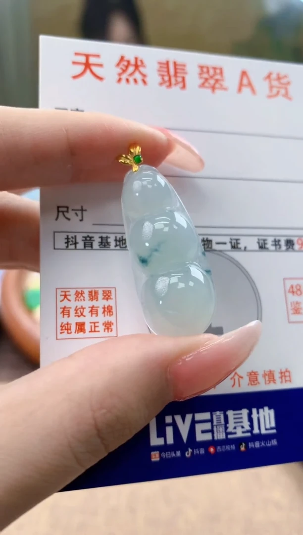 颈饰18K金镶嵌翡翠天然A货翡翠挂件