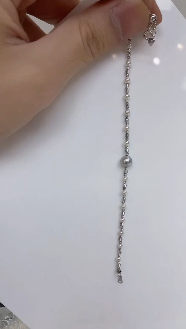 银S925镶嵌海水珍珠手链