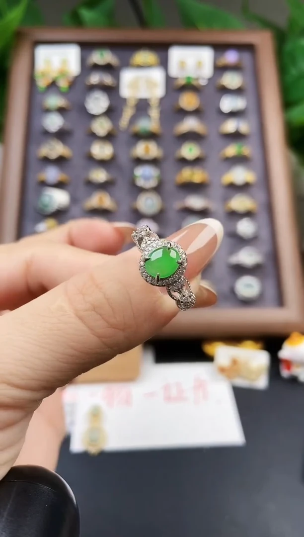银S925镶嵌戒指翡翠12