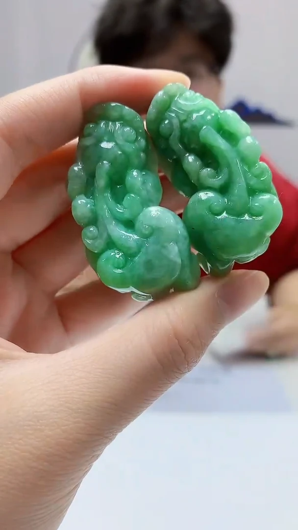 【闪购商品】定制翡翠未镶嵌4688zm-毛货一对貔貅91