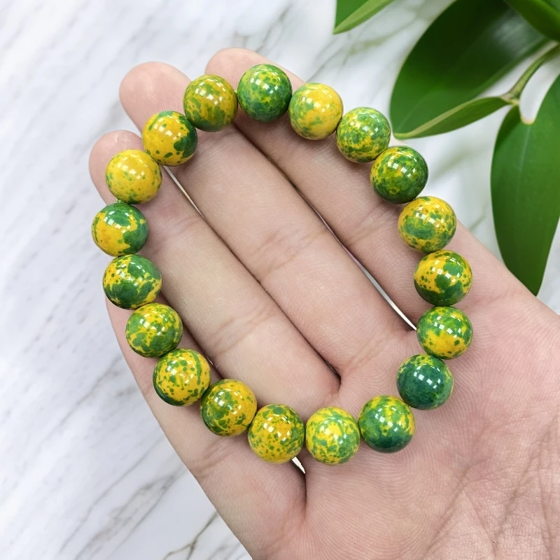 花青绿圆珠玛瑙玉石手串尺寸10mm19颗