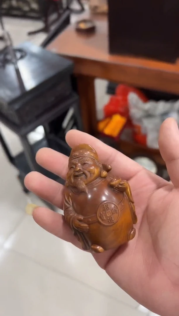 木黄杨小财神把件