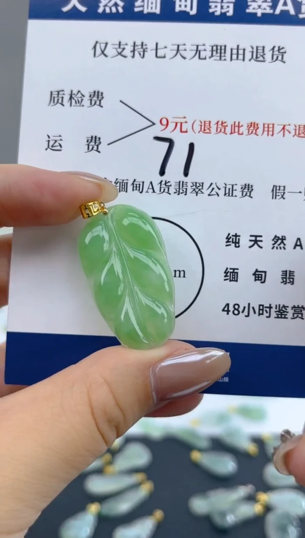 颈饰18K金镶嵌翡翠天然A货翡翠