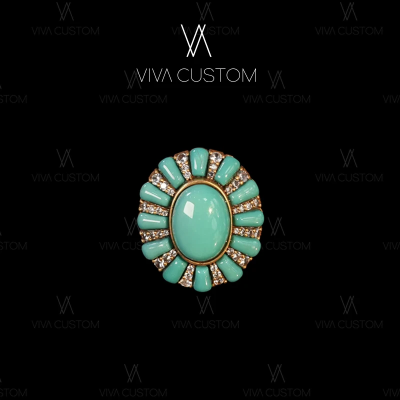 铜合金合成锆石戒指 （彩石流光系列）气质优雅雾影青山戒指