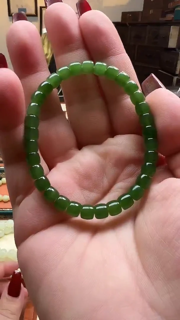 未镶嵌手串和田玉6mm左右碧玉直切单圈