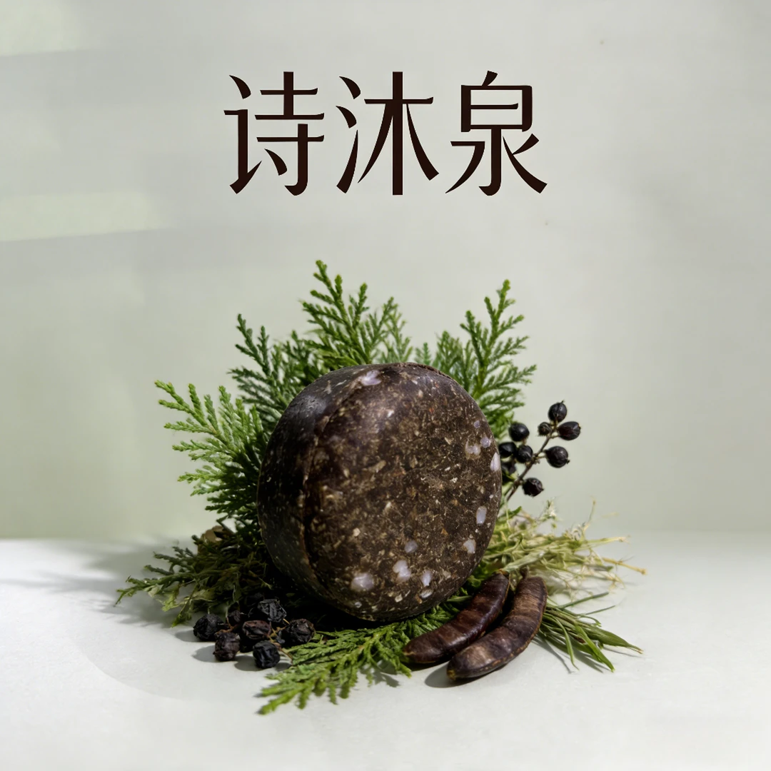 乌斯玛浮萍侧柏叶女贞子粉迷迭香雪松依兰草本精油手工洗发饼