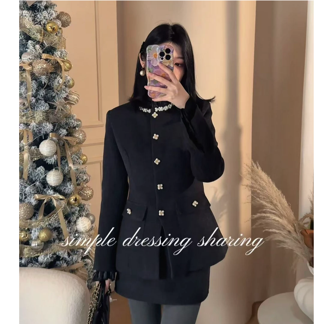 路瑶定制【千金玫瑰】2025新款气质名媛晚宴小香风羽绒服套装25L078