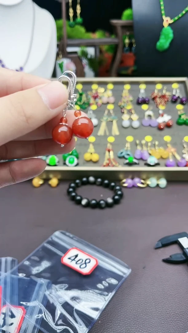 【闪购商品】南红玛瑙耳饰银S925镶嵌408000