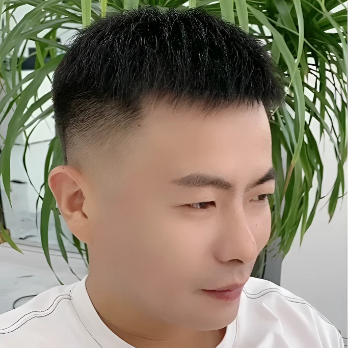 真人发手工钩织男士假发补无痕逼真生物真发全手工