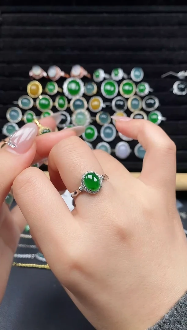 银S925镶嵌戒指翡翠111