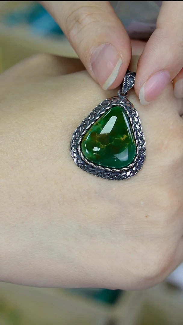 银S925镶嵌绿松石吊坠(赠链)【闫闫专属】XZ360WG