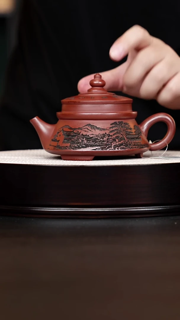 茶壶紫砂宜兴紫砂 亭台宝塔壶 龙血砂 顾林芳