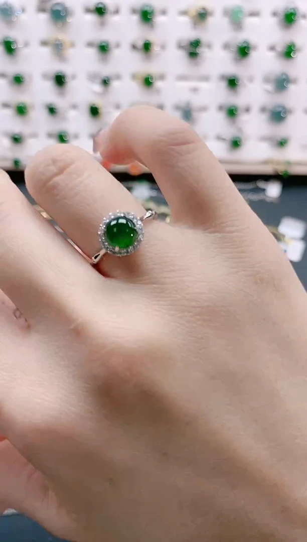 【闪购商品】翡翠戒指银S925镶嵌天然翡翠