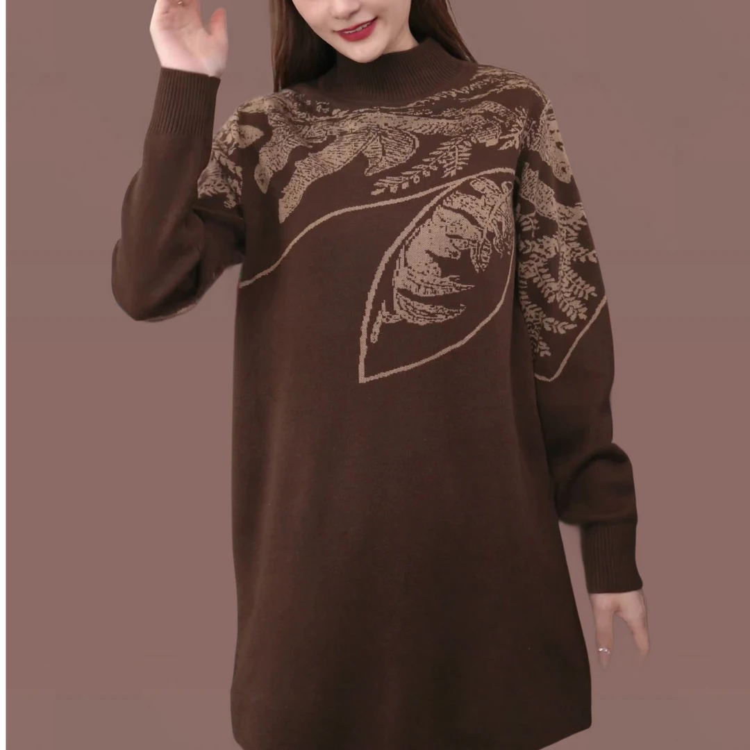 160号秋冬新款女士针织中长款遮肉打底上衣洋气