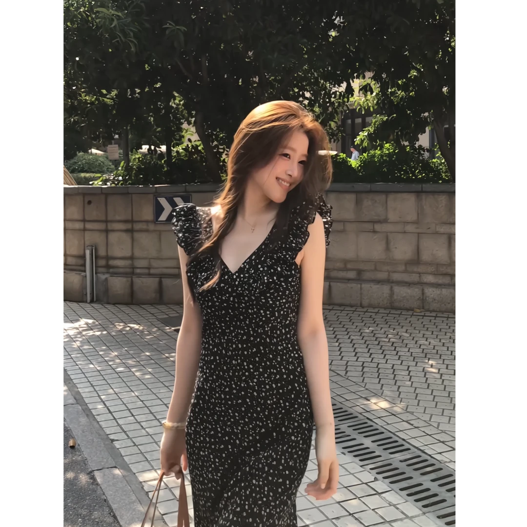 小什么小【璀璨星空】优雅气质鱼尾摆系带碎花裙