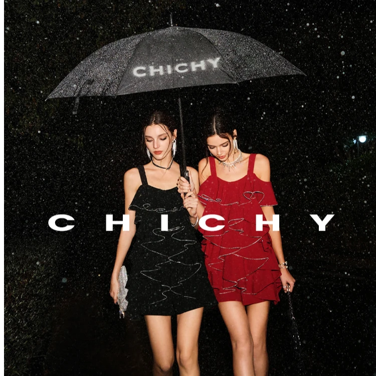 【彭彭echo专属】CHICHY千金大小姐法式红色吊带连衣裙CC6G003242