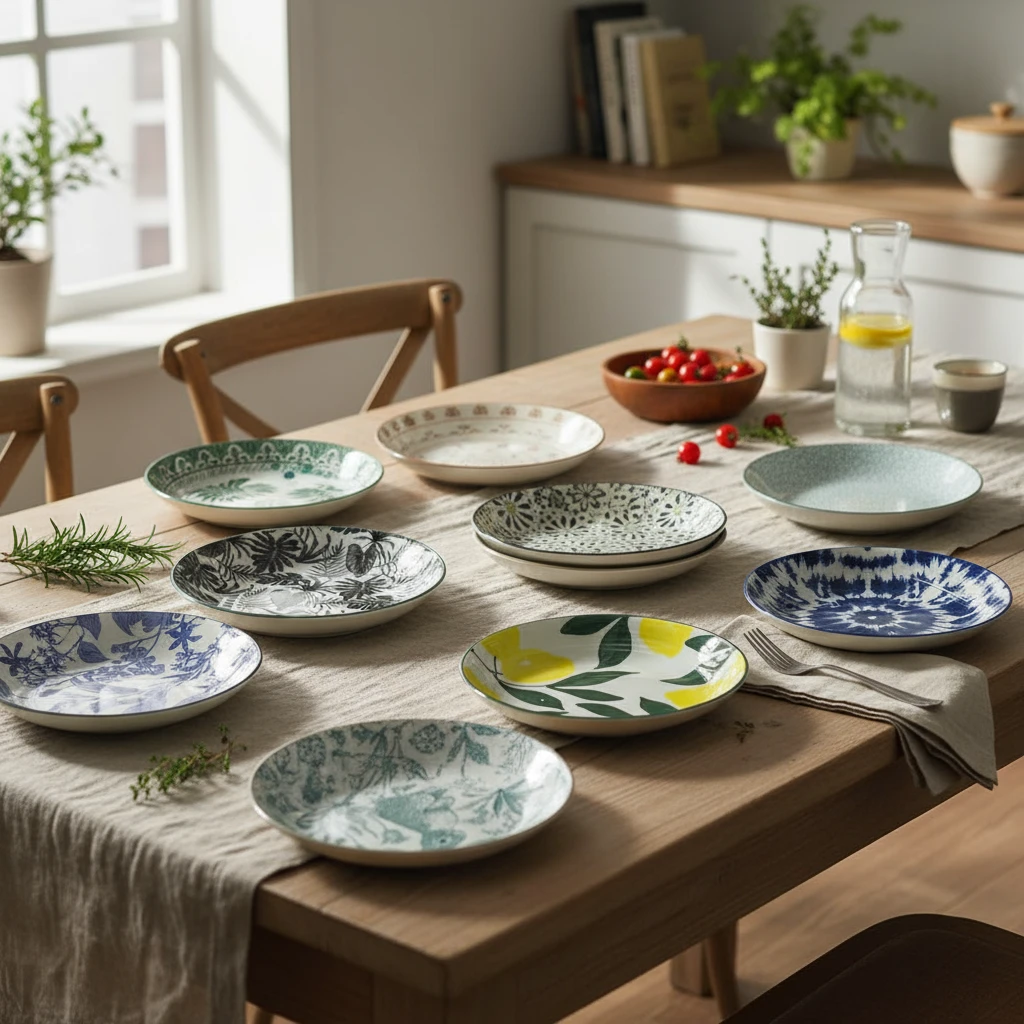 随机发6只外贸精品高端陶瓷菜盘餐盘深盘汤盘手绘釉下彩家用创意