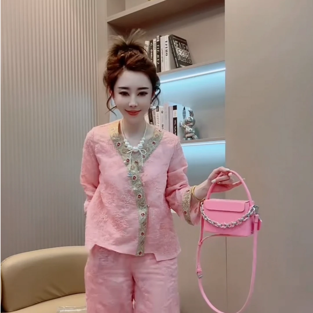 国风复古气质女夏中式洋气提花宽松秋冬显瘦上衣网红时尚轻奢外套