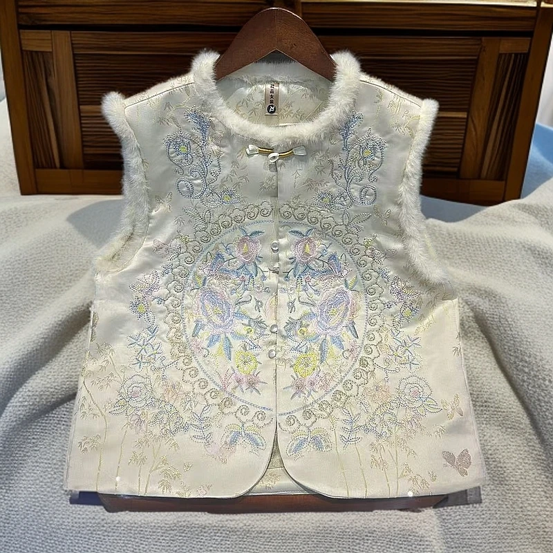 【花木高定】冬雪-新中式重工刺绣秋冬新款气质百搭马甲