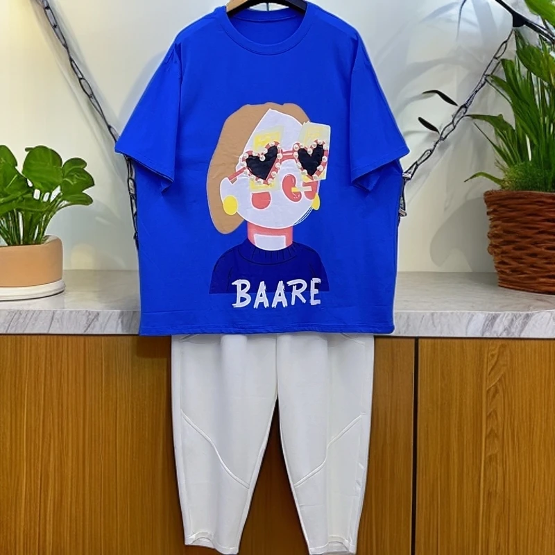 120-200斤 胸围135衣长75 酷妞钉珠冰棉T恤