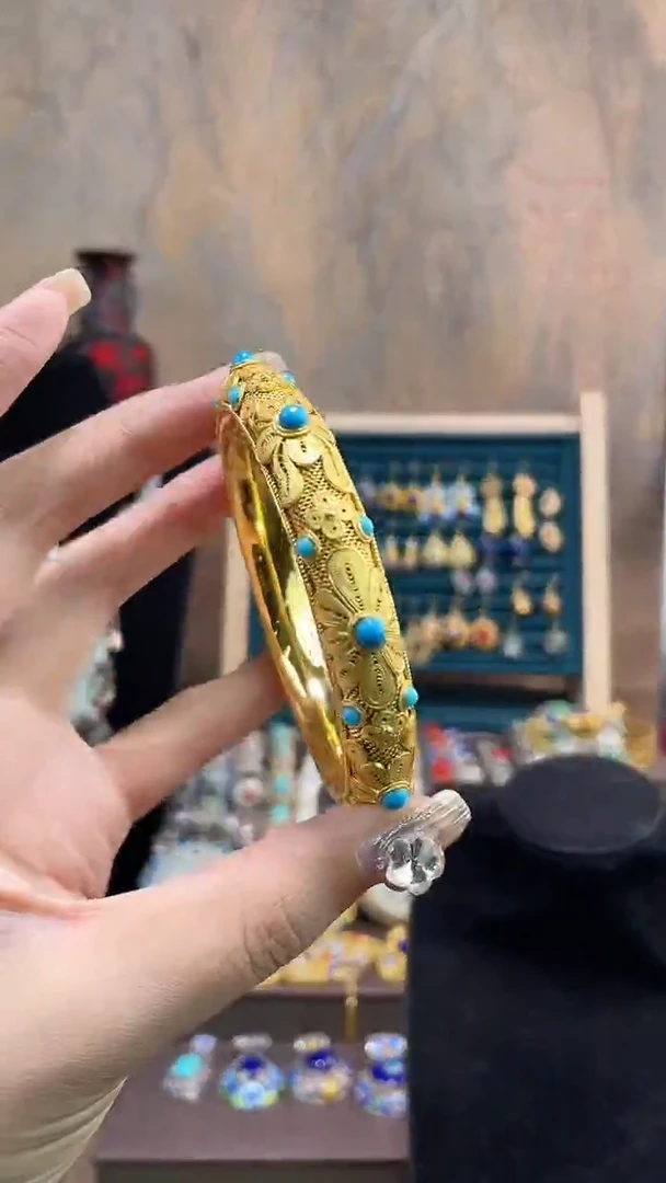 非遗手工花丝镶嵌镯子