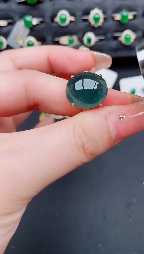 翡翠戒指银S925镶嵌天然a货翡翠236