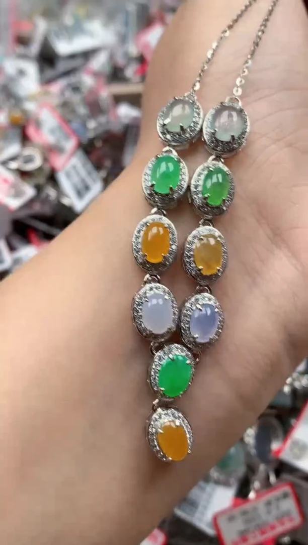银S925镶嵌戒指翡翠天然A货缅甸翡翠