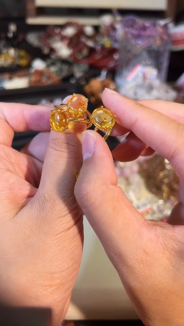 未镶嵌琥珀（花珀）戒指p961多样性发货一件