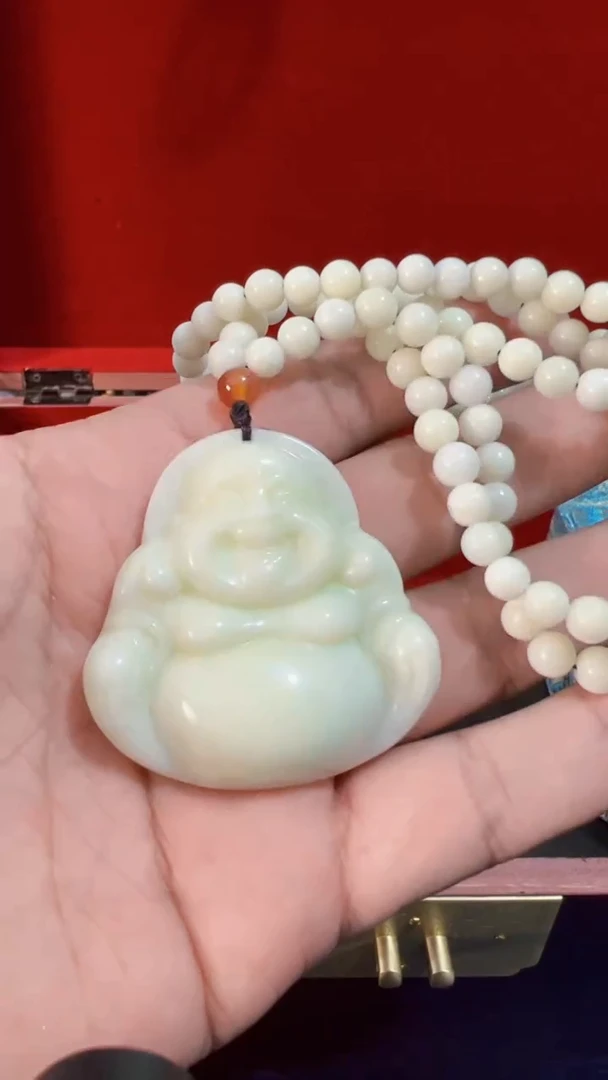 和田玉未镶嵌挂件和田 羊油大肚佛公（飞铃文玩）