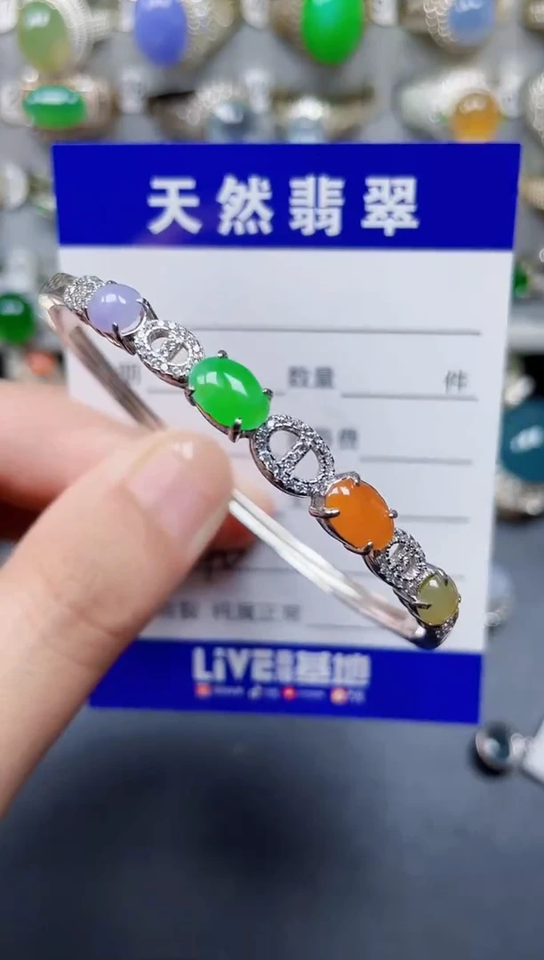 银S925镶嵌手镯翡翠140
