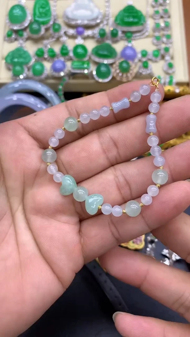 18K金镶嵌手链翡翠368-中国好珍宝