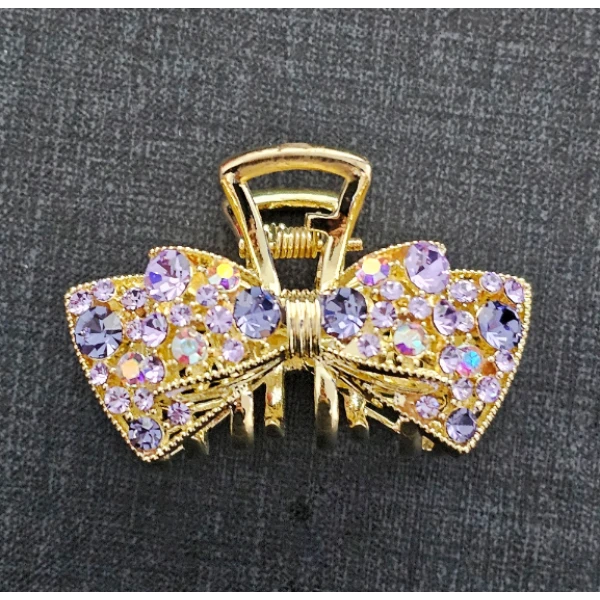 优雅中号浅紫蝴蝶结抓夹3540